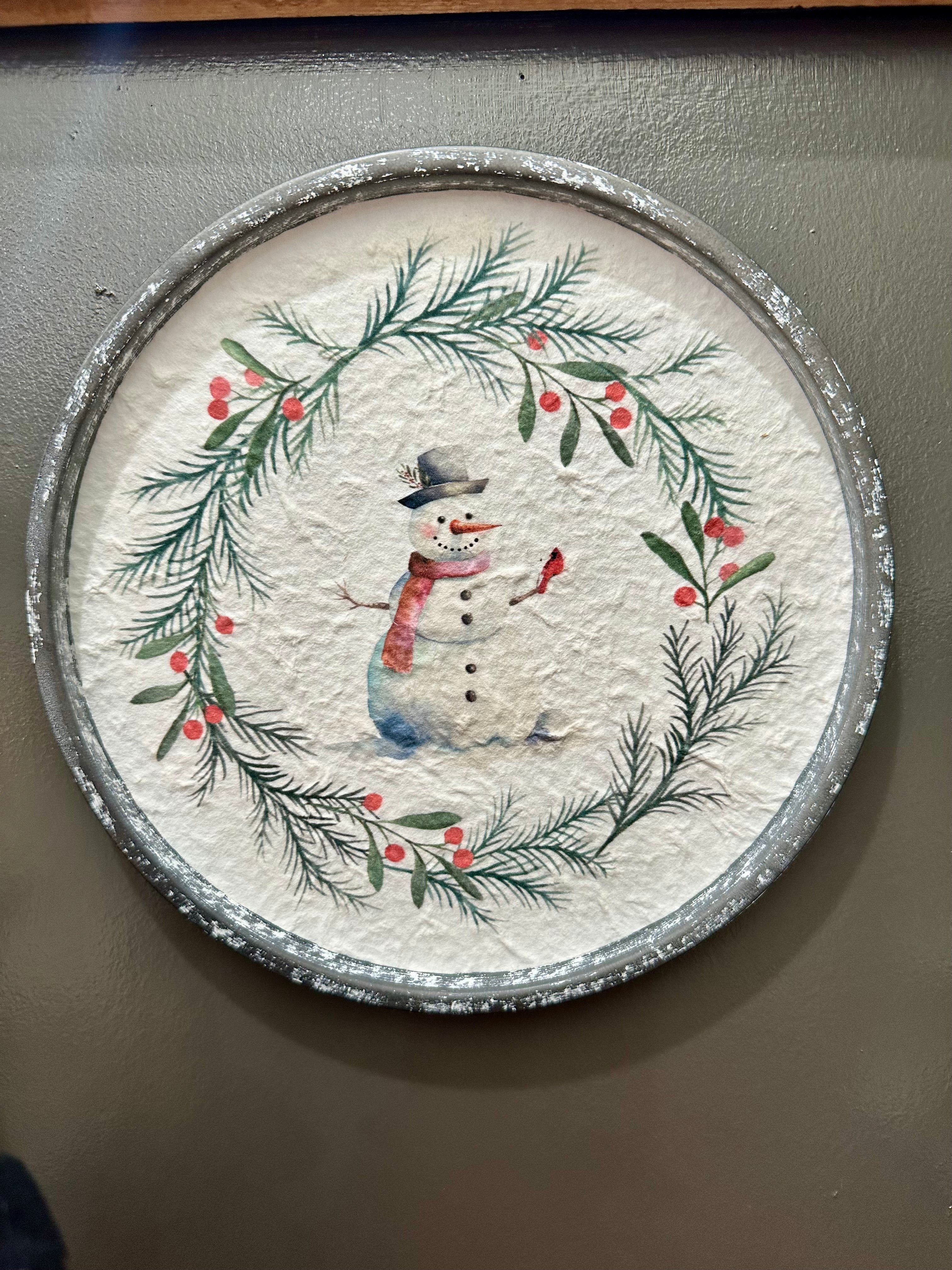 10” Print Snowman Wall Circle