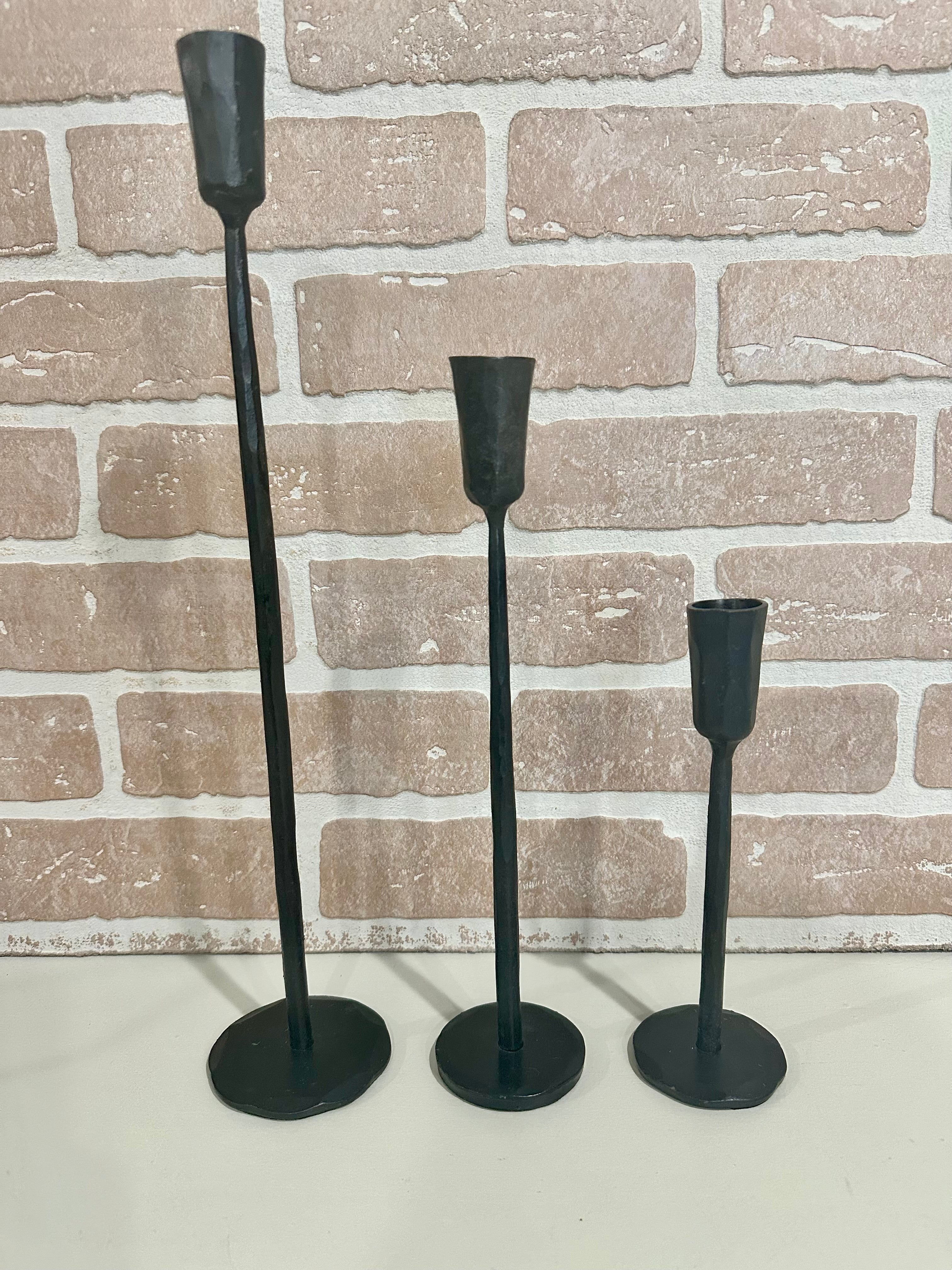 Set of 3 Cast Iron Taper Candle Holders