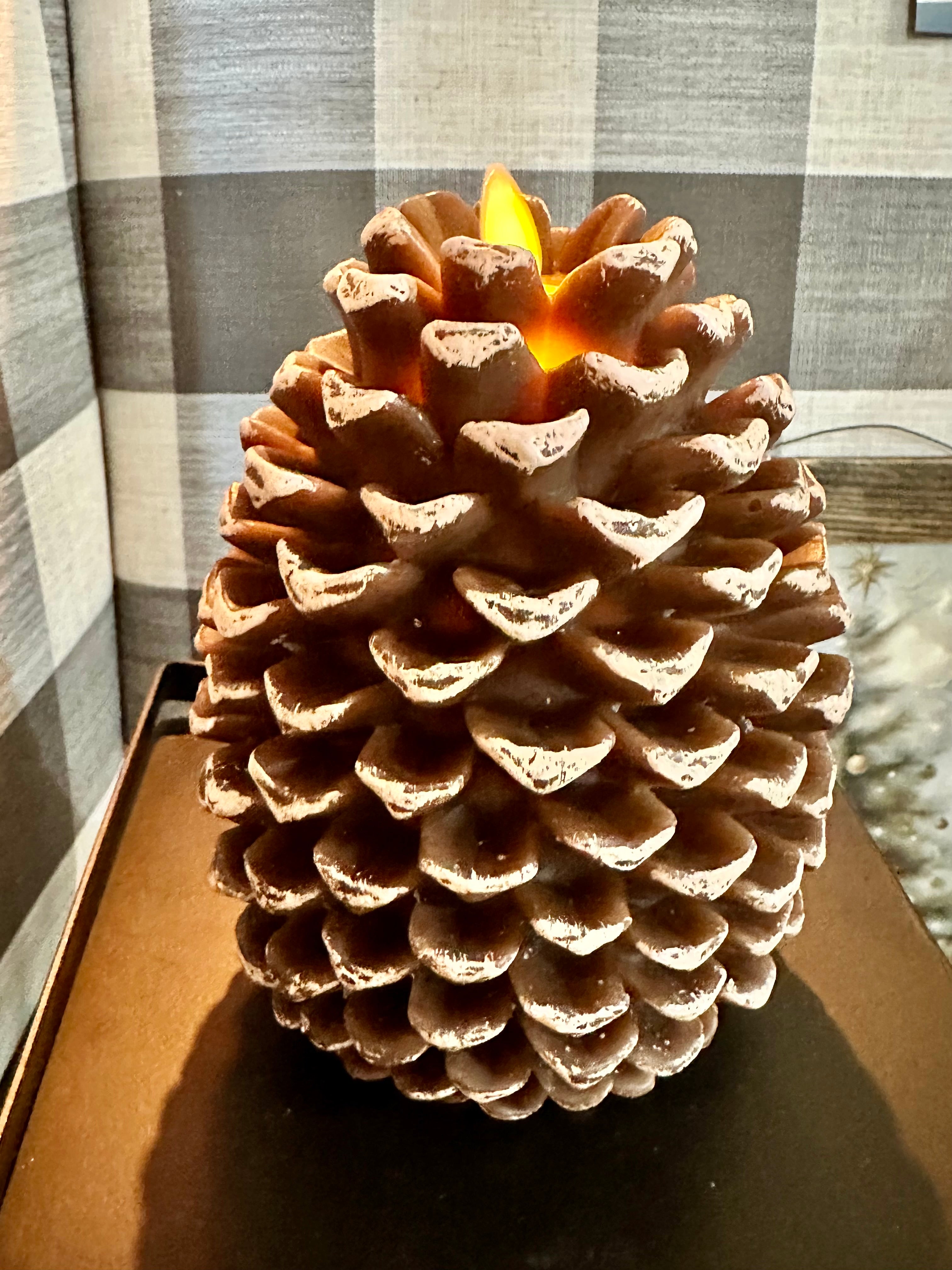 Pine Cone Moving Flame LED Candle