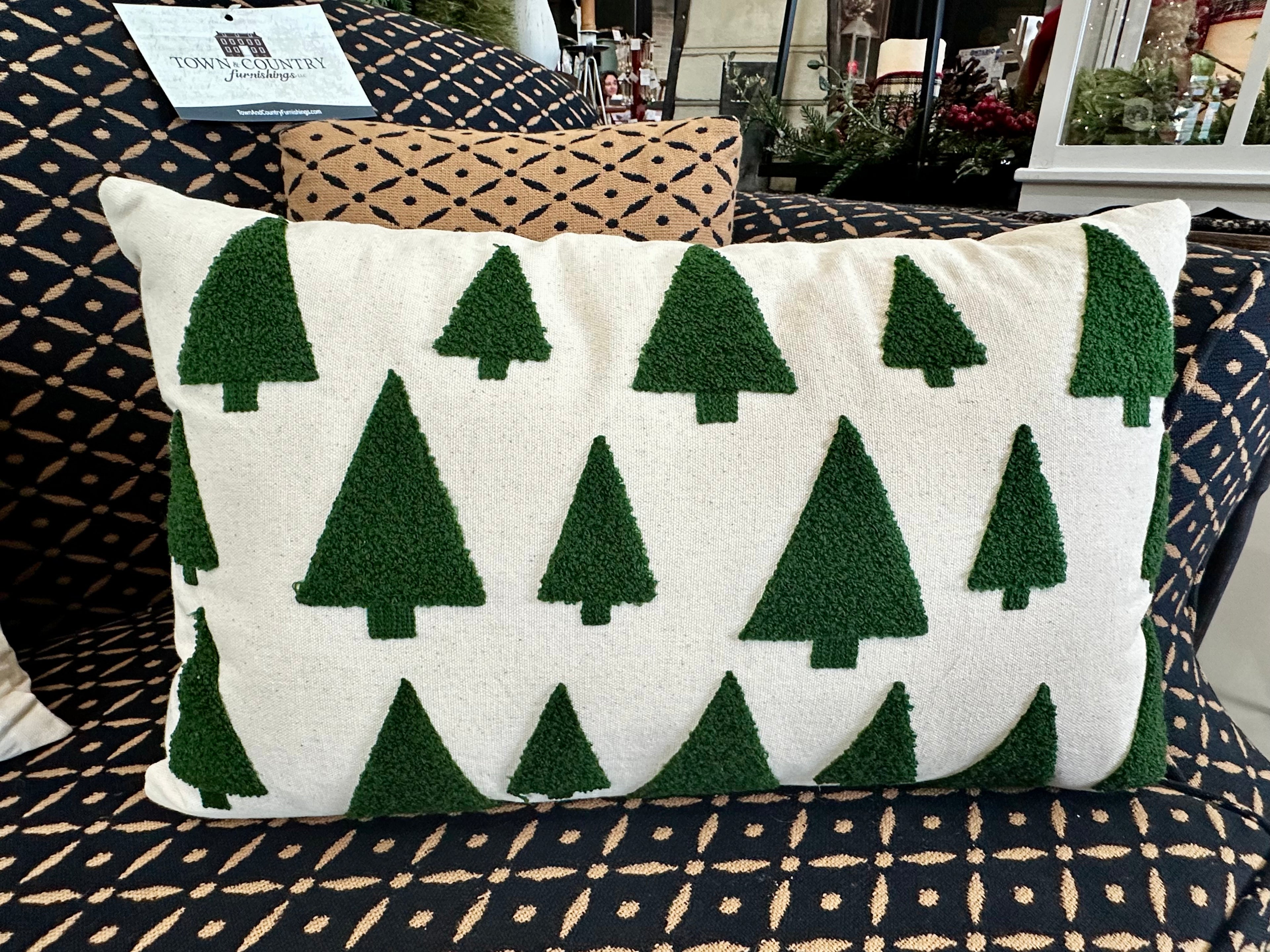 Rectangle Dark Green Tree Pillow