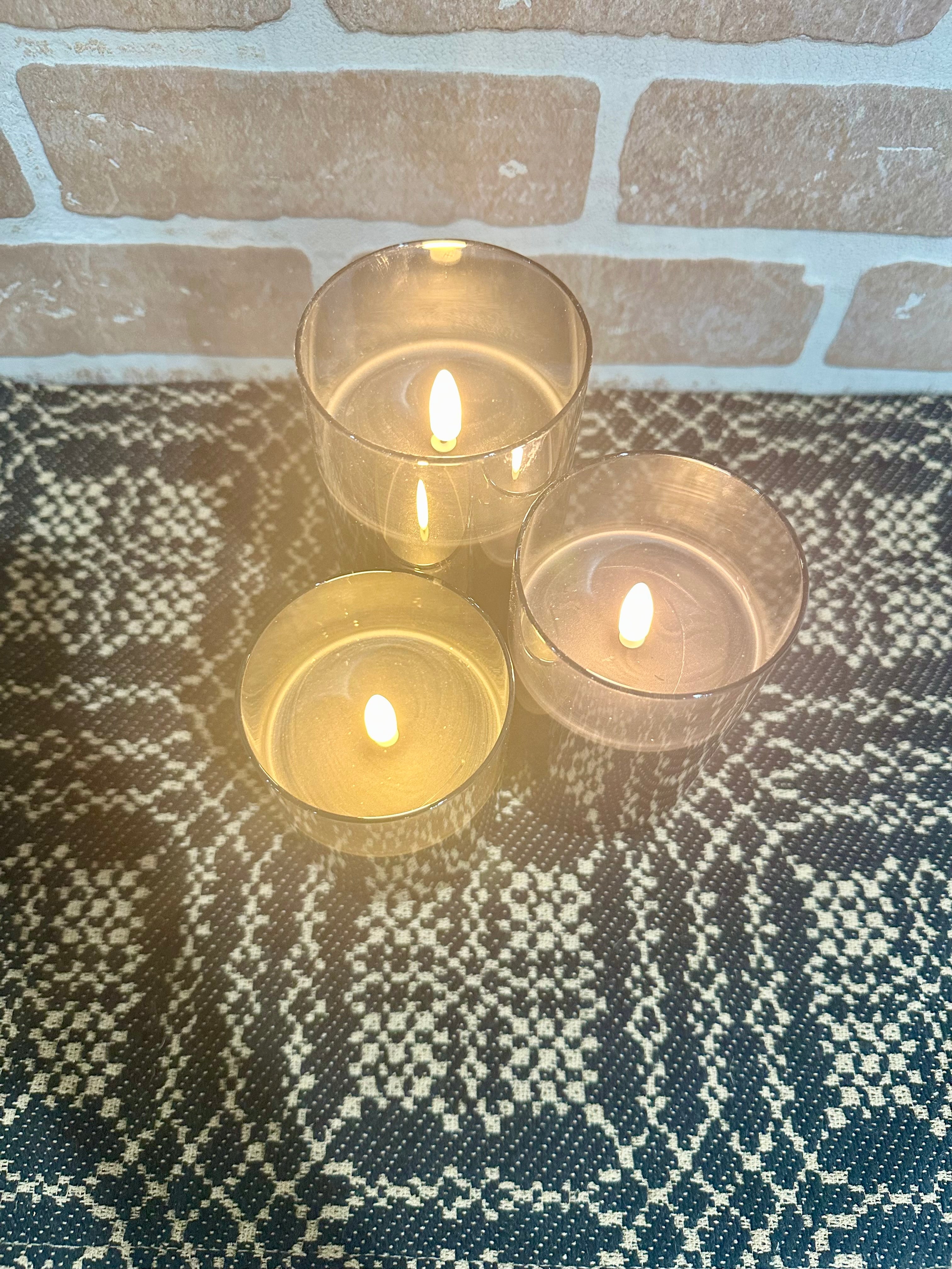 Black Glass 3D Flame Candle