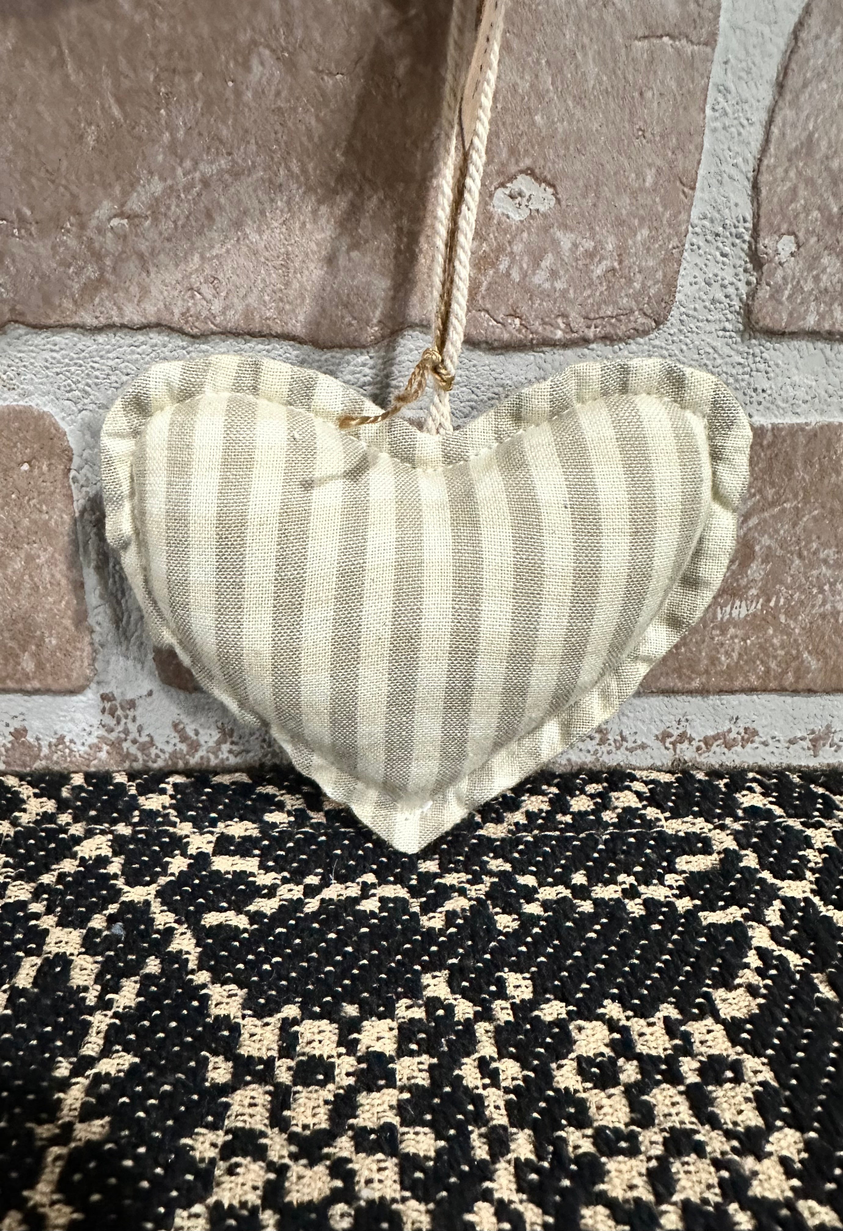 Striped Fabric Heart Ornament