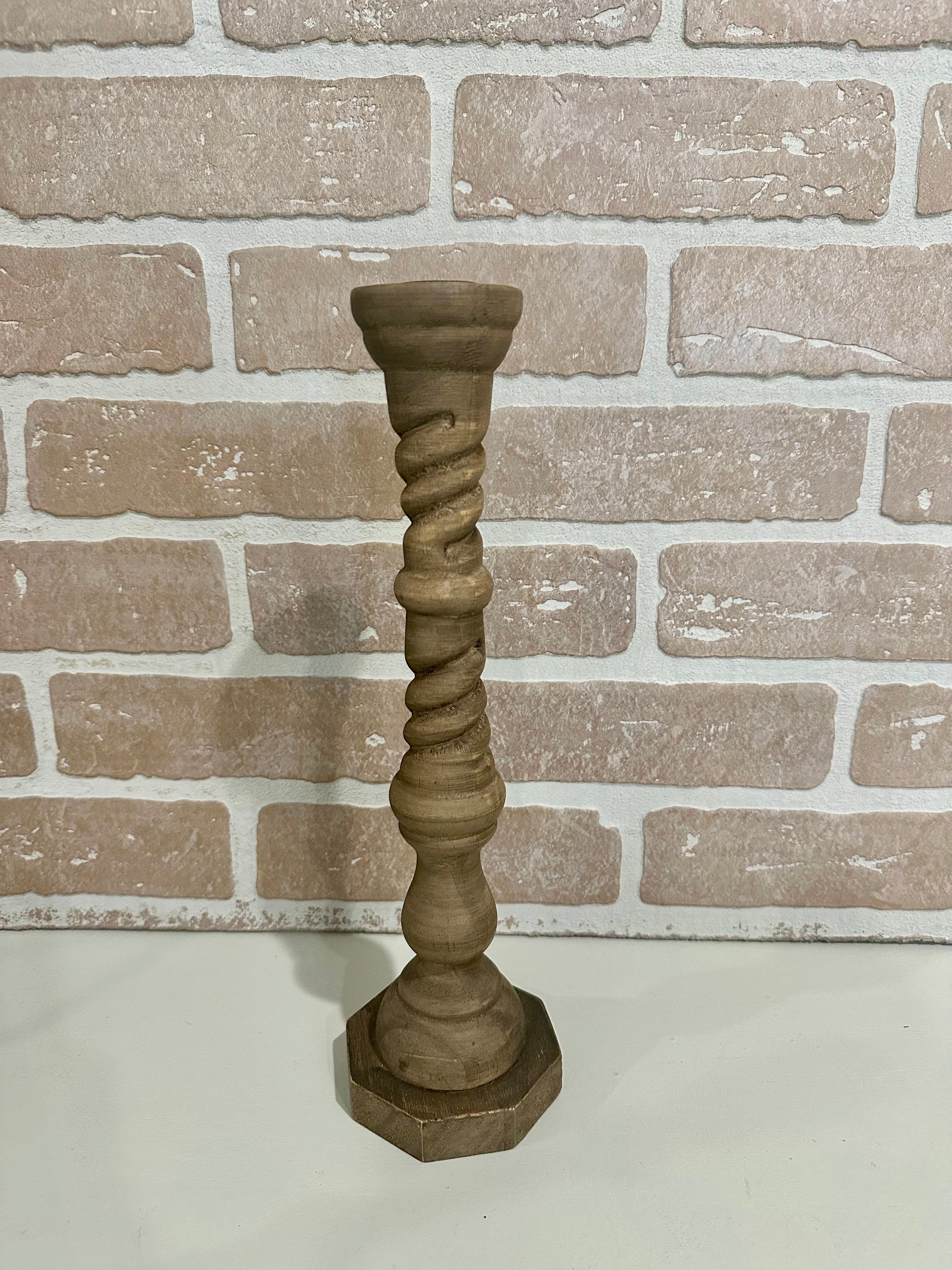 Rustic Wood Twisted Taper Holder
