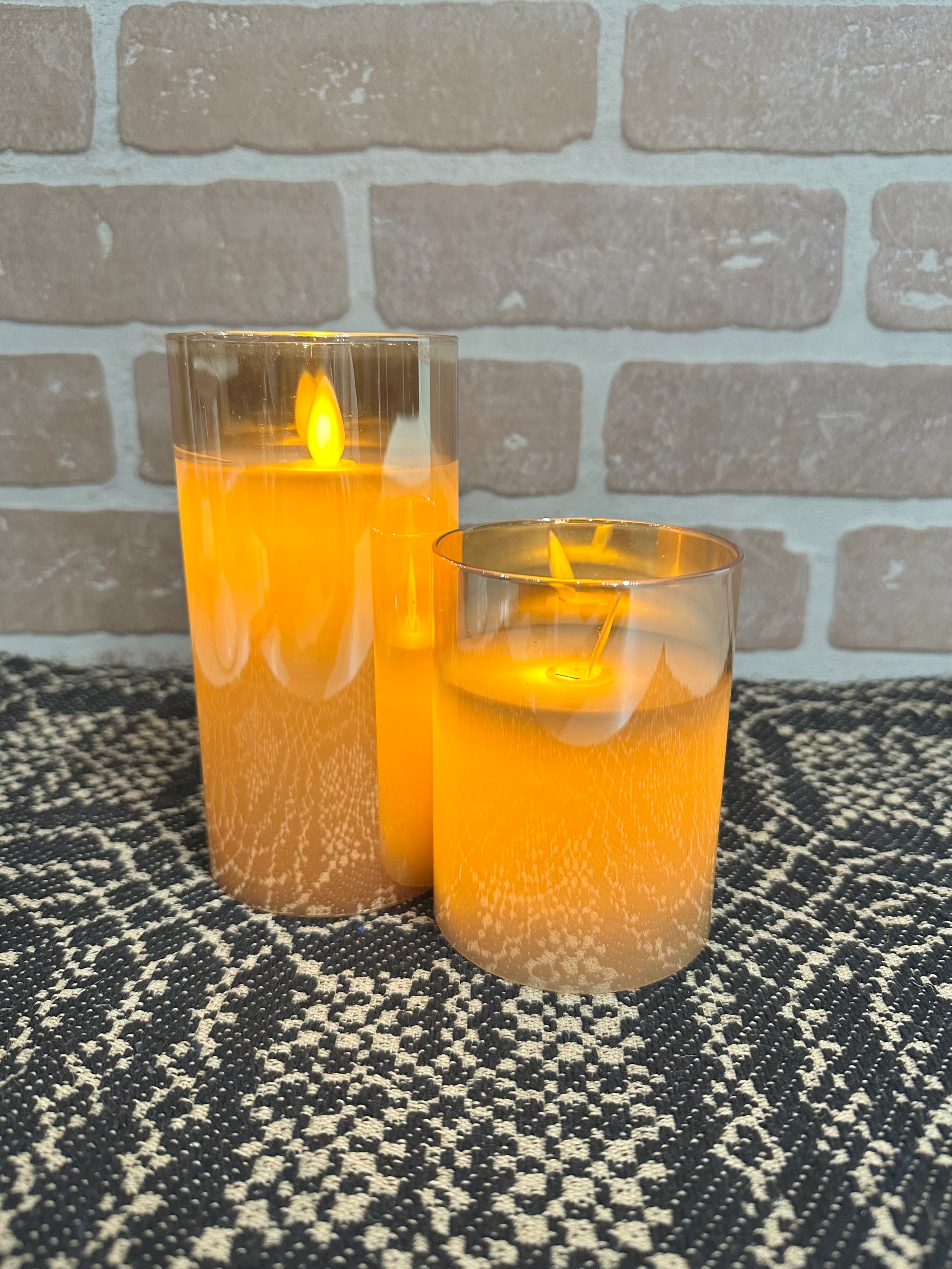 Amber Glass Moving Flame Candle