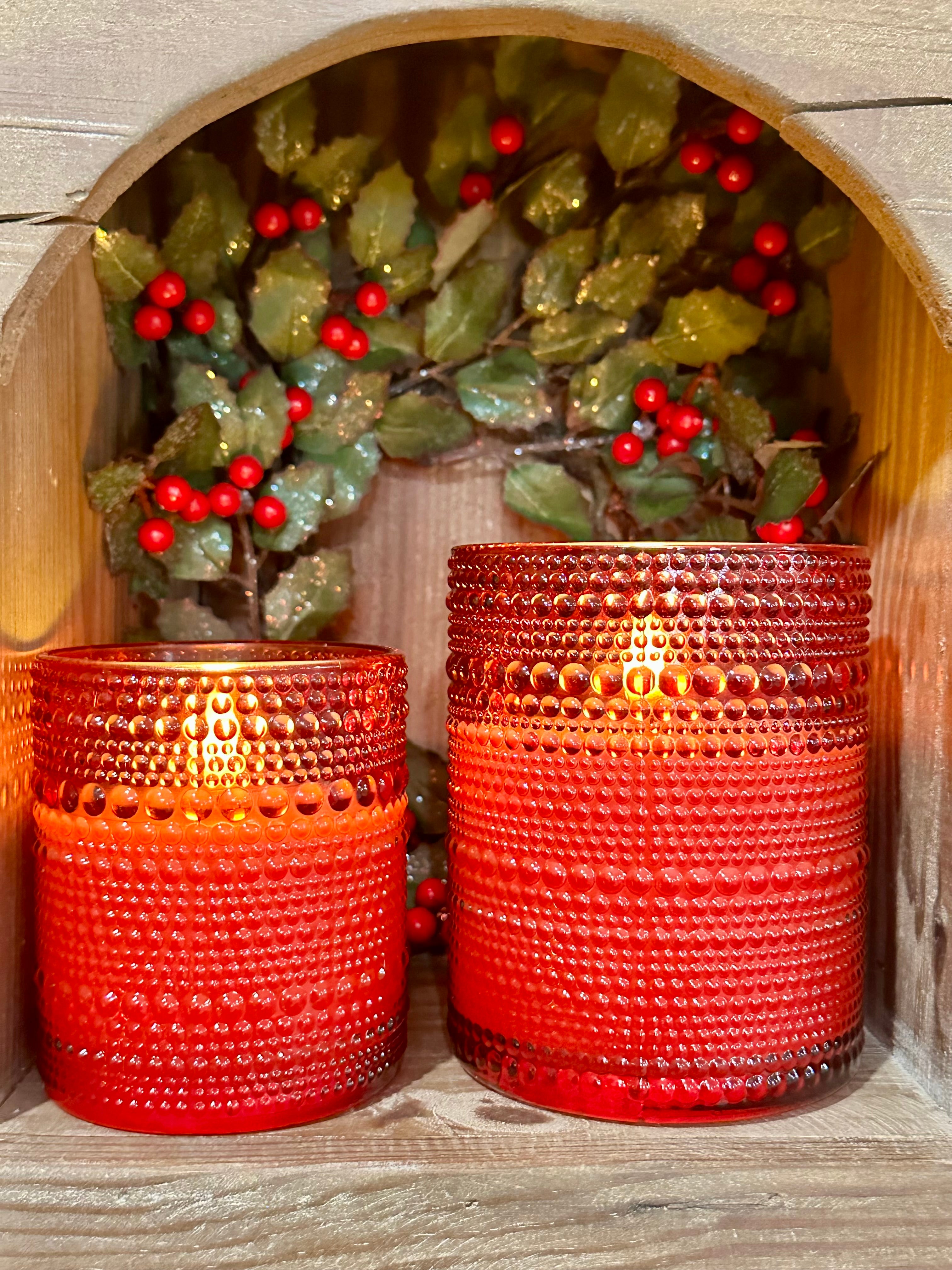 Red Dotted 3D Flame LED Candle