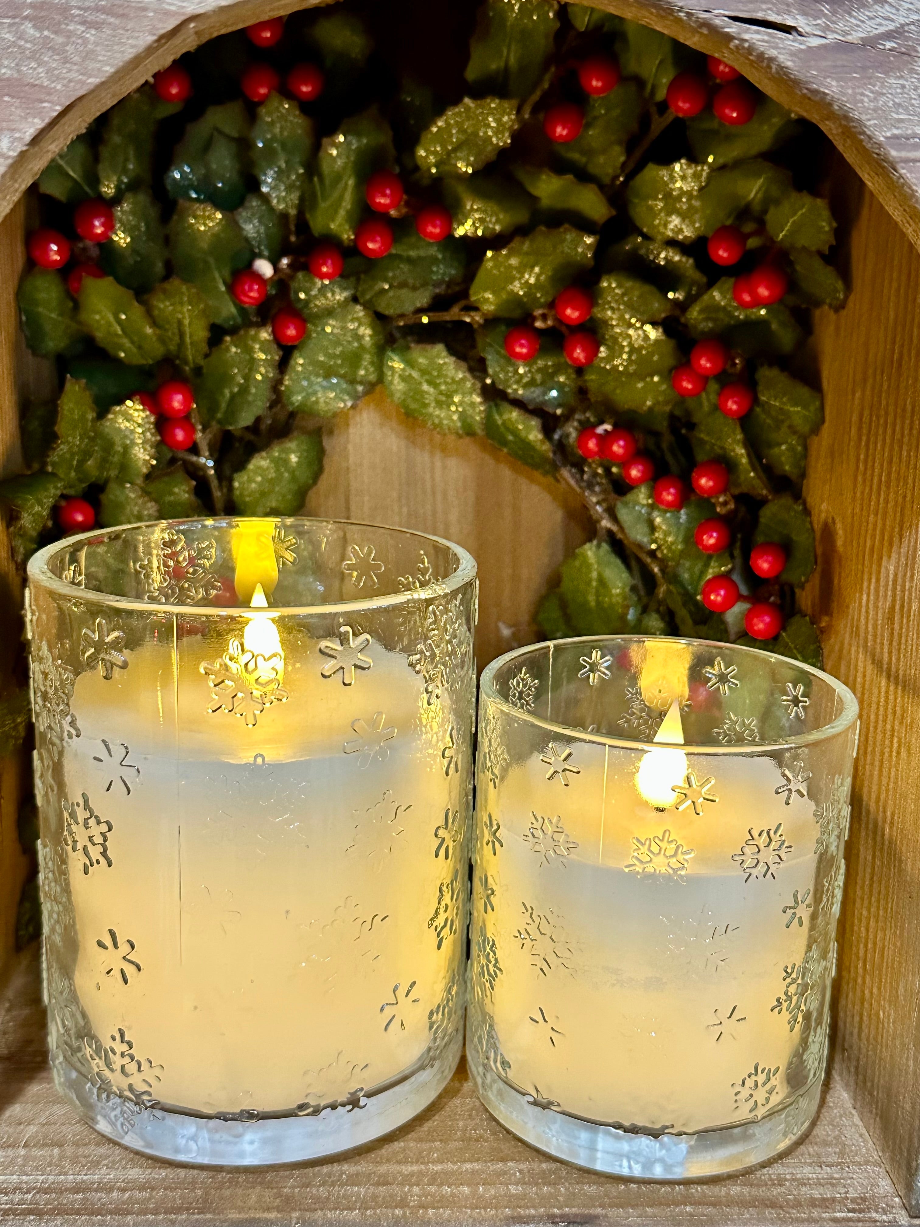 Snowflake Glass 3D Flame LED Candle