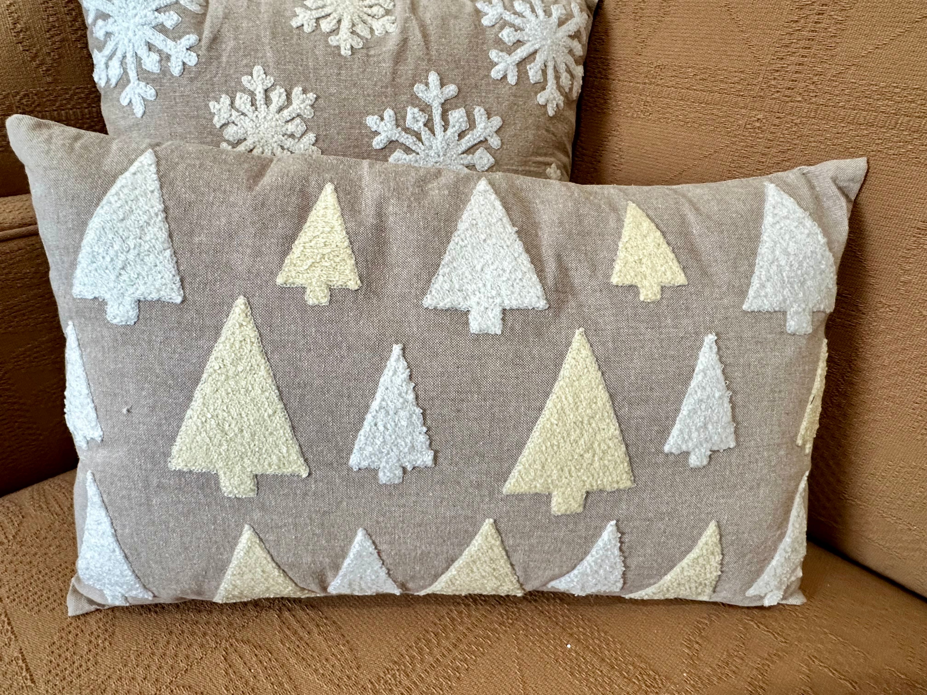 Rectangle Beige Tree Pillow