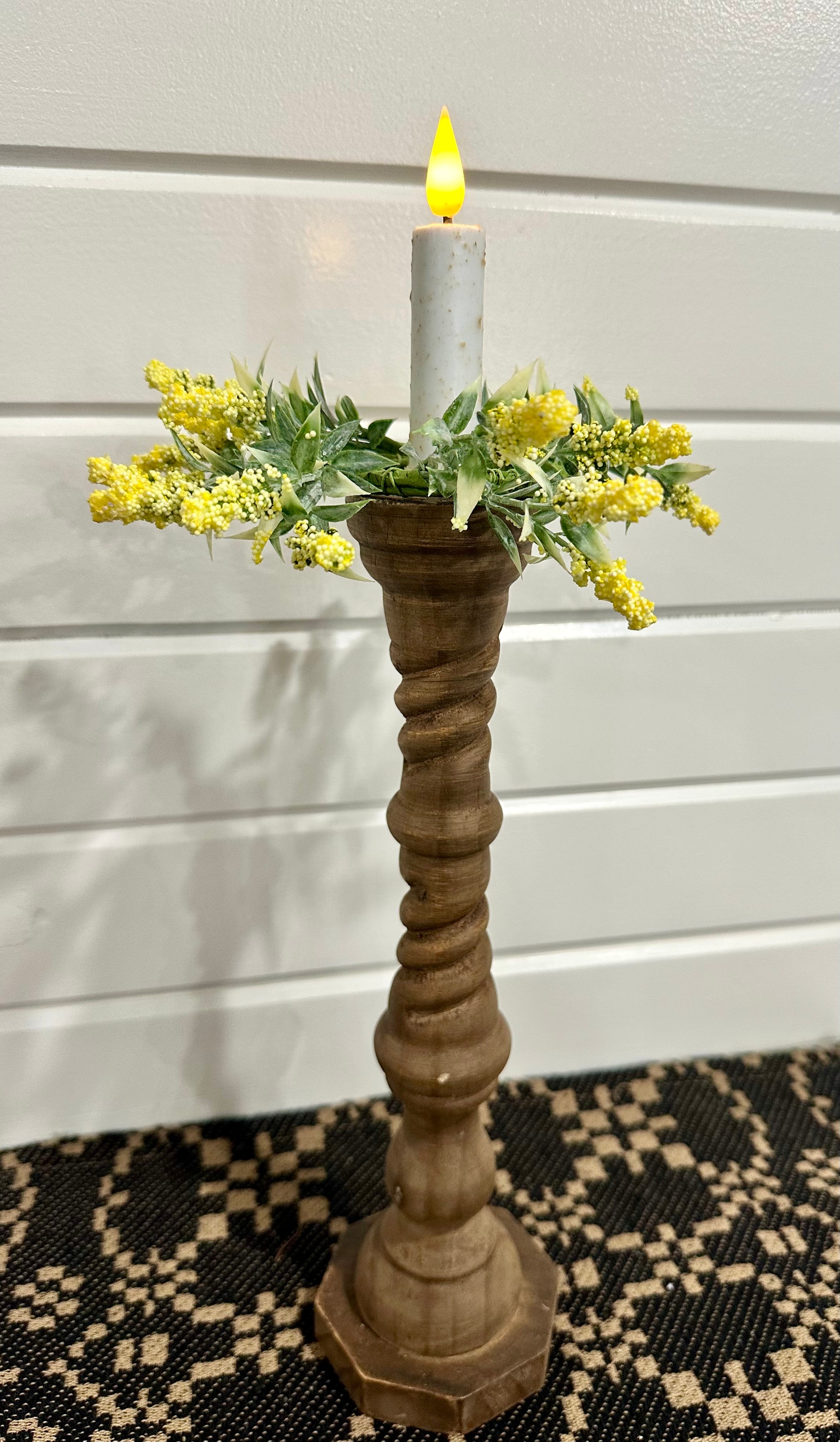 Rustic Wood Twisted Taper Holder