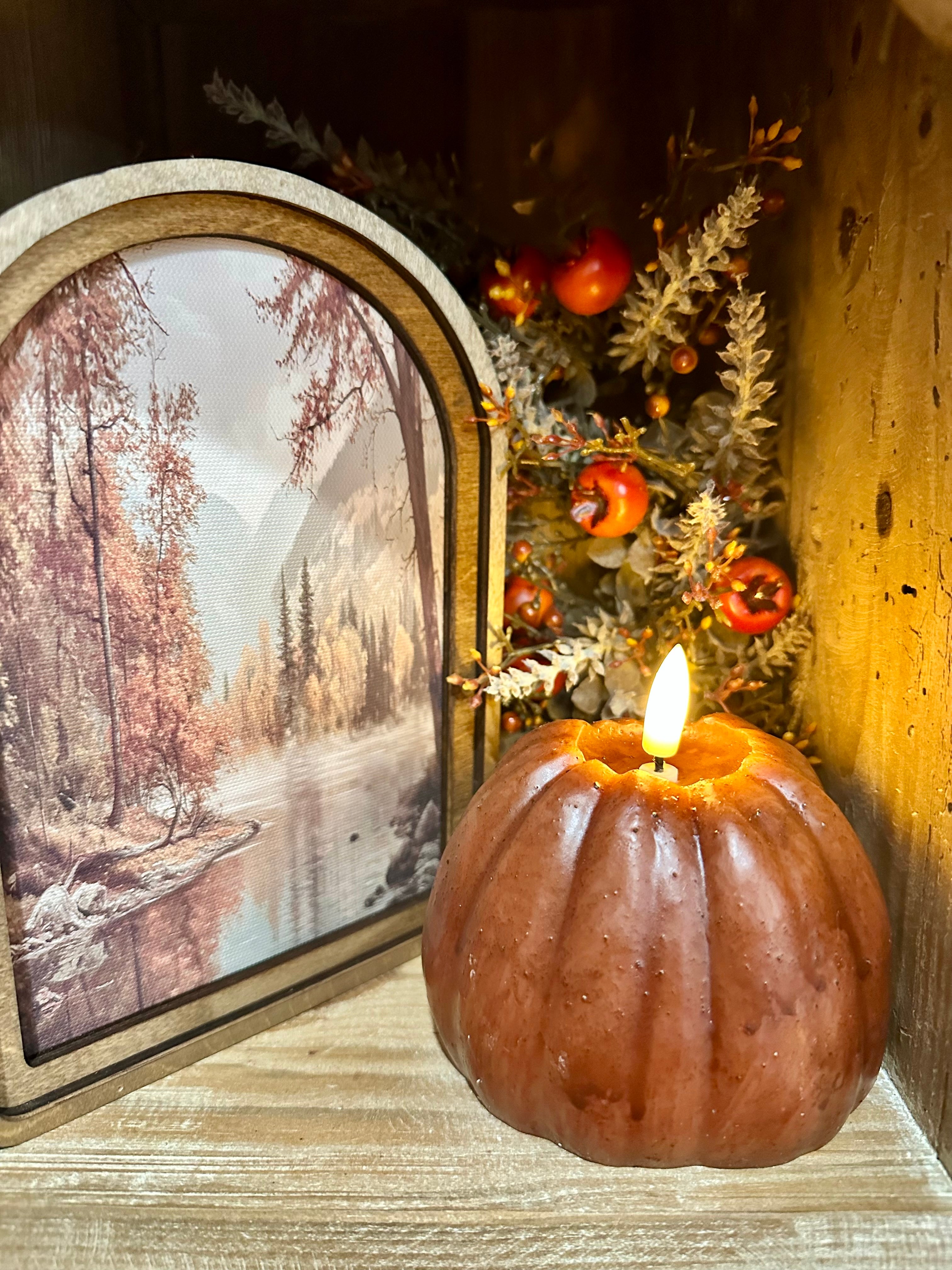 Pumpkin 3D Flame Candle 4”