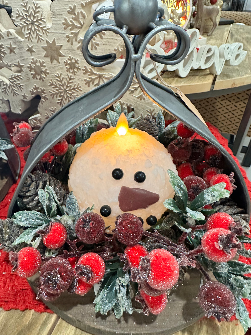 Snowball Head Moving Flame LED Candle
