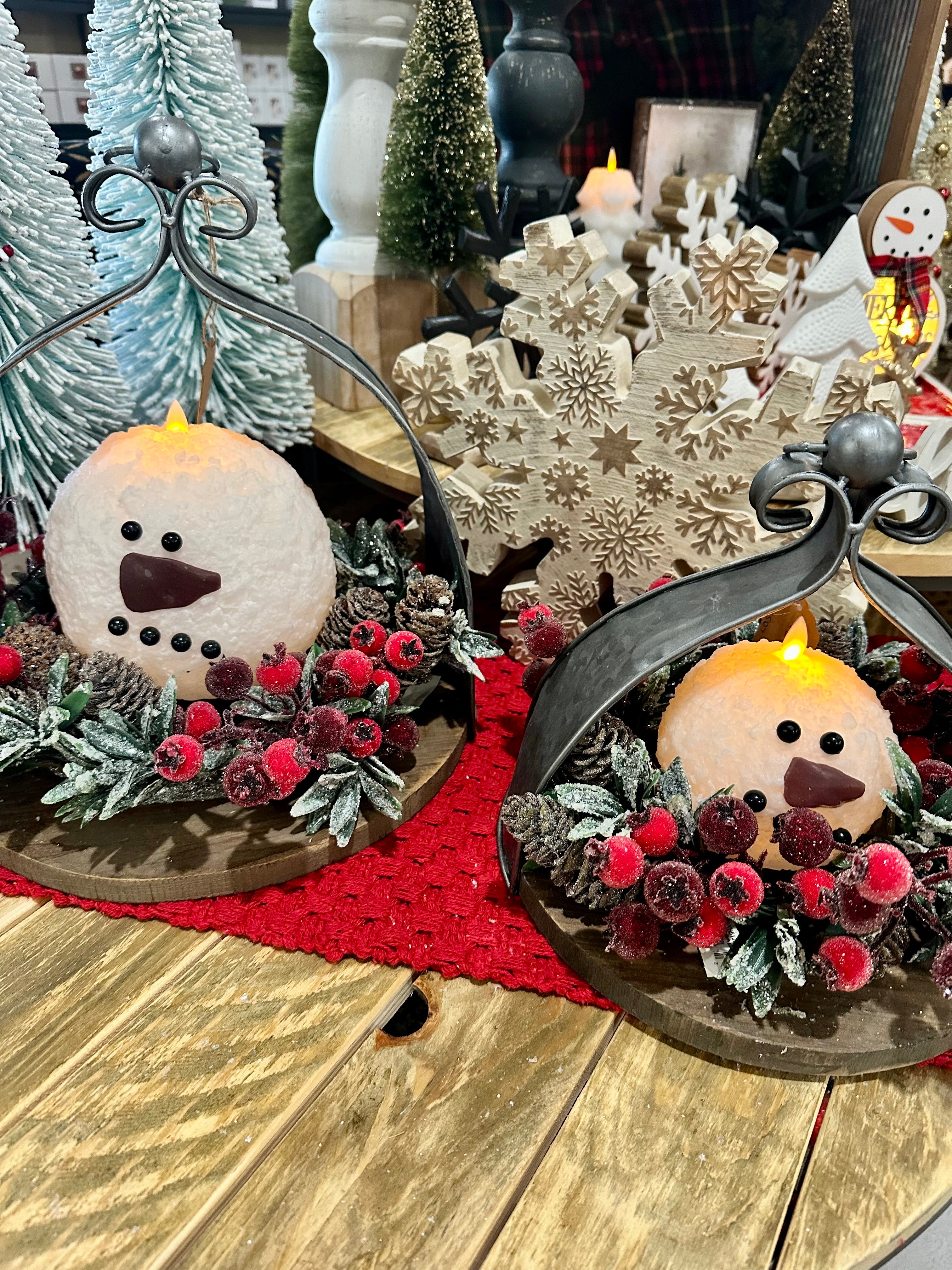 Snowball Head Moving Flame LED Candle