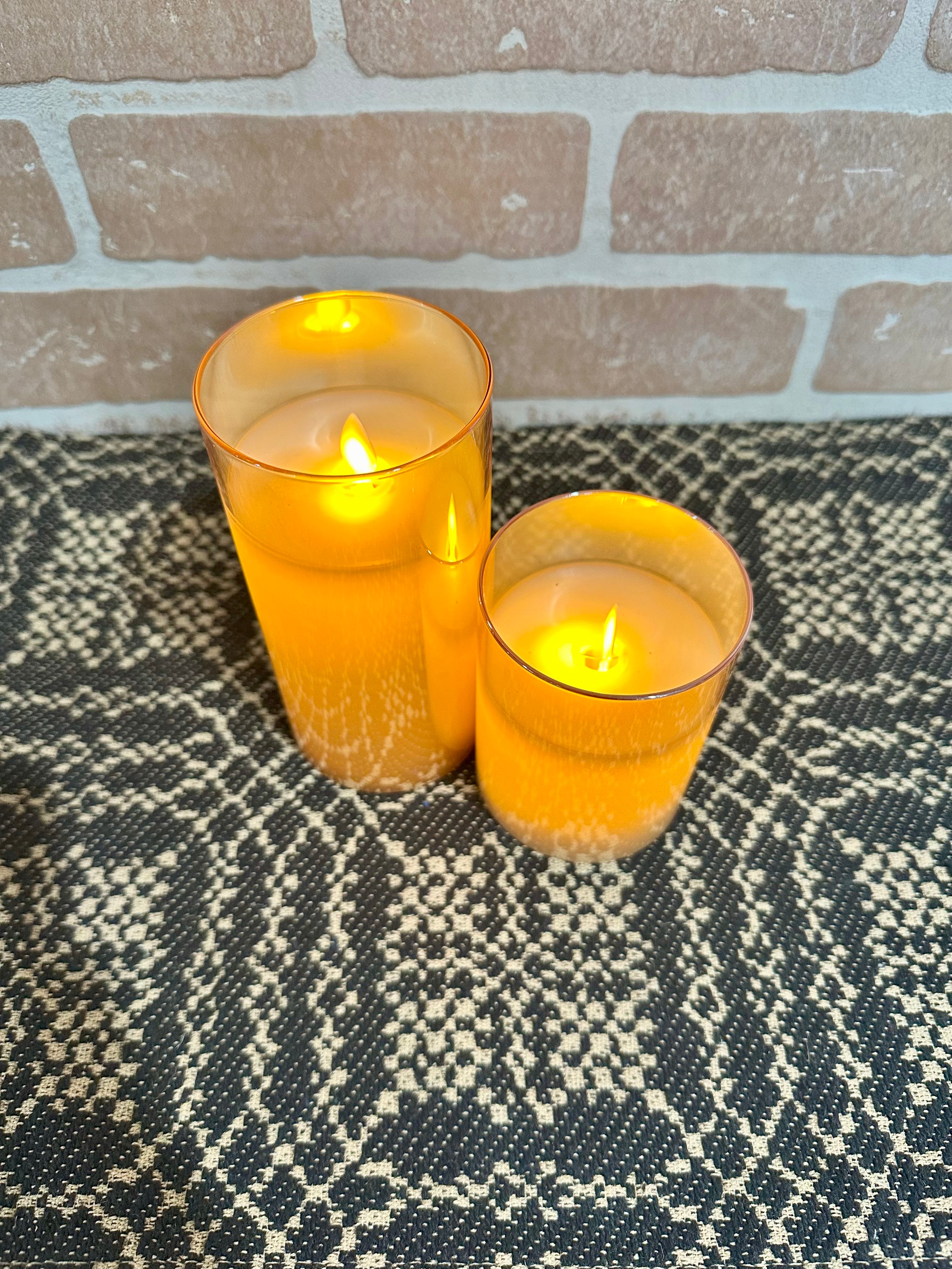 Amber Glass Moving Flame Candle