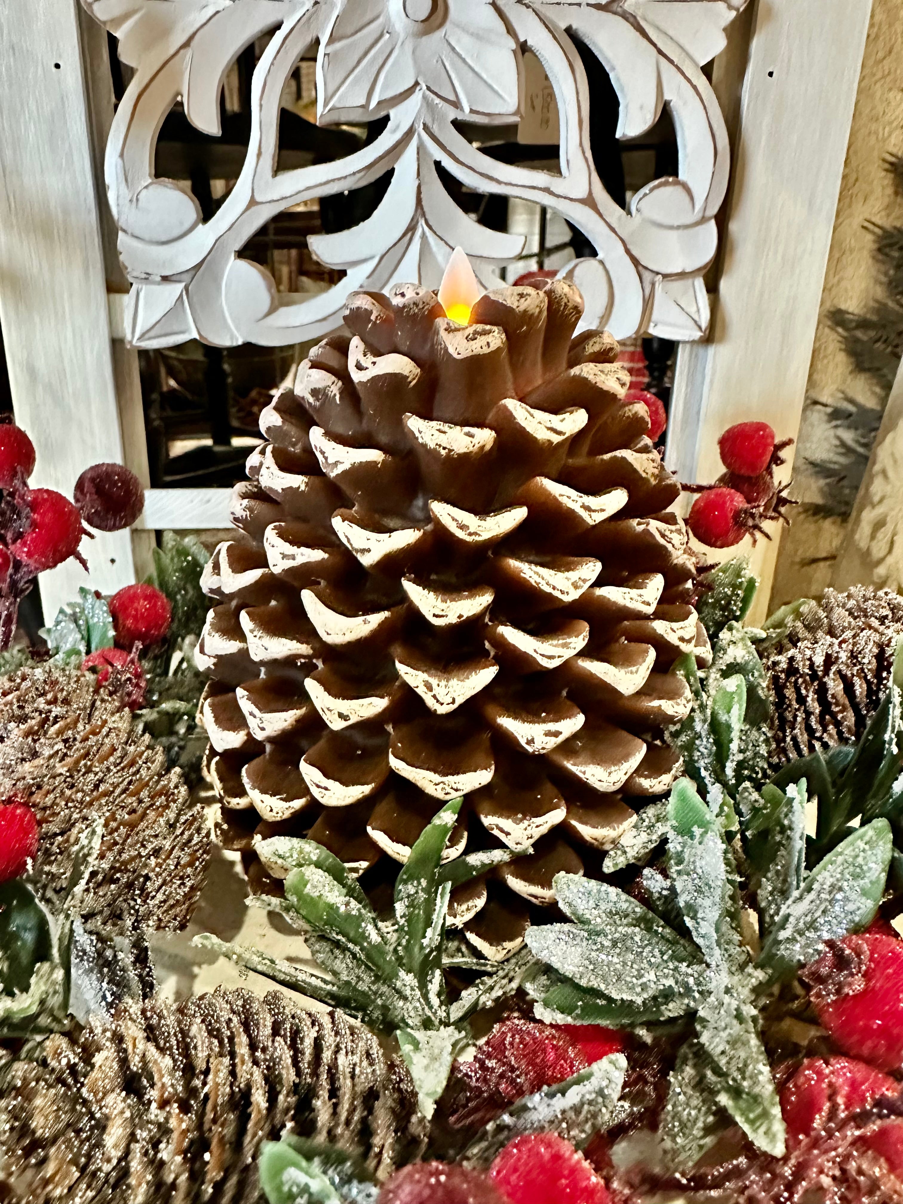 Pine Cone Moving Flame LED Candle