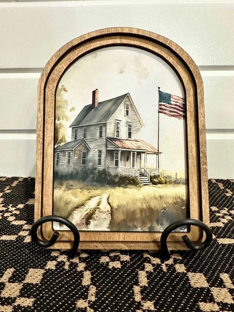 Farmhouse Flag Framed Art